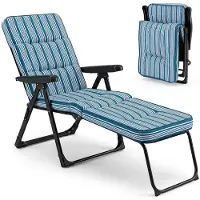 Costway Sonnenliege klappbar, Liegestuhl mit Auflage, verstellbarer Rückenlehne & Armlehnen, wetterfeste Gartenliege, Klappliege Relaxliege bis 150kg