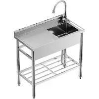 StarTech.com Gewerbliche Spüle aus Edelstahl - Freistehende Einzelspüle 99x51x94 cm - Mit Arbeitsplatte - Mit Wasserhahn - 2-Loch - NSF- - Für Küche und Garage