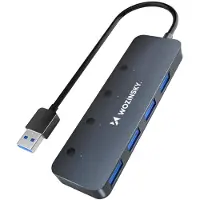 Wozinsky 4x USB-A Splitter Hub mit Schalter Aluminium - grau