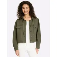 HEINE Jeansblazer "Jeans-Jacke", Damen, Gr. 46, grün (khaki), 63% Baumwolle, 35% Lyocell, 2% Elasthan, Blazer Jeansblazer