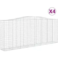 vidaXL Gabionen mit Hochbogen 4 Stk. 400x50x160/180cm Verzinktes Eisen