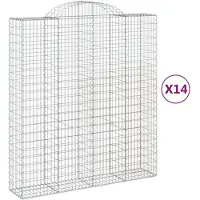 vidaXL Gabionen mit Hochbogen 14Stk. 200x50x220/240cm Verzinktes Eisen