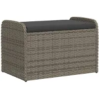 vidaXL Sitzbank mit Stauraum & Kissen Grau 80x51x52 cm Poly Rattan