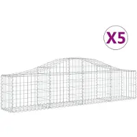 vidaXL Gabionen mit Hochbogen 5 Stk. 200x30x40/60 cm Verzinktes Eisen