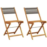 vidaXL Klappstühle, 2 Stück, graues Massivholz Akazie und Seil