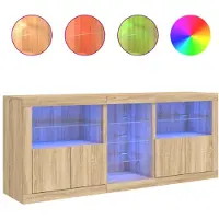 vidaXL Sideboard mit LED-Leuchten Sonoma-Eiche 162x37x67 cm