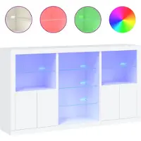 vidaXL Sideboard mit LED-Leuchten Weiß 181,5x37x100 cm