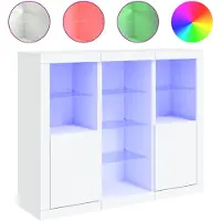 vidaXL Sideboards mit LED-Leuchten 3 Stk. Weiß Holzwerkstoff