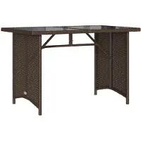 vidaXL Gartentisch mit Glasplatte Braun 110x68x70 cm Poly Rattan