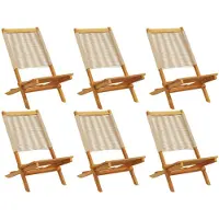 vidaXL Klappstühle, 6 Stück, beige, massives Akazienholz