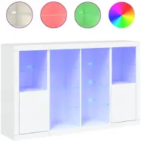vidaXL Sideboards mit LED-Leuchten 3 Stk. Weiß Holzwerkstoff