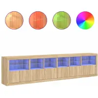 vidaXL Sideboard mit LED-Leuchten Sonoma-Eiche 283x37x67 cm