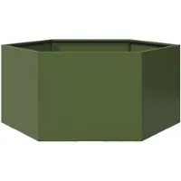 vidaXL Pflanzkübel Olivgrün Sechseckig 104x90x45 Stahl