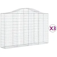 vidaXL Gabionen mit Hochbogen 3 Stk. 200x30x120/140cm Verzinktes Eisen