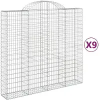 vidaXL Gabionen mit Hochbogen 9 Stk. 200x50x180/200cm Verzinktes Eisen