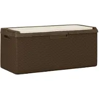 vidaXL Gartentruhe mit Sitzkissen Braun 350 L PP