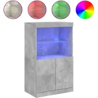 vidaXL Sideboard mit LED-Leuchten Betongrau 60,5x37x100 cm