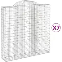 vidaXL Gabionen mit Hochbogen 7 Stk. 200x50x200/220cm Verzinktes Eisen