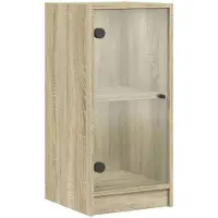 DKD Home Decor vidaXL Beistellschrank mit Glastüren Sonoma-Eiche 35x37x75,5 cm