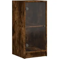 vidaXL Beistellschrank mit Glastüren Räuchereiche 35x37x75,5 cm