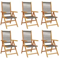 vidaXL 6-teiliges Set verstellbarer Klappstühle aus grauem Akazienholz