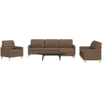 vidaXL 4-tlg. Sofagarnitur mit Fußhocker Braun Stoff
