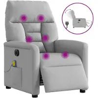 vidaXL Massagesessel Elektrisch Wolkengrau Stoff