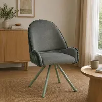 Dmora Kinna Stühle 2er Set Grün, Grau Gestell, 58x53x85 cm (BxTxH), Sitzhöhe 45 cm