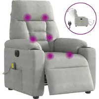 Syfax Massagesessel Elektrisch Hellgrau Mikrofasergewebe