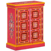 Syfax Sideboard Massivholz Mango Rosa Handbemalt