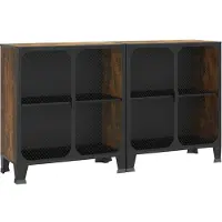 Syfax Lagerschränke 2 Stk. Rustikal Braun 72x36x82 cm Metall und MDF