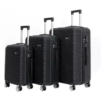 AGA Travel Kofferset, Reisekofferset MR4651 Schwarz, Hartschalenkoffer, Doppeltragegriff mit Zahlenschloss, Trolley Reisekoffer 3tgl 4 Rollen Reisekoffer