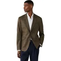 Hackett für Herren. HM4400213 Braune, grünlich getönte Cash-Tattersall-Jacke (48/32), Lässig, Wolle, Klassisch