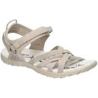 American Club HL218, Damen Sandalen Klettverschluss Leder-Einlegesohle leicht bequem, Beige 38