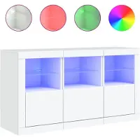 vidaXL Sideboard mit LED-Leuchten Weiß 123x37x67 cm