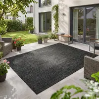 Teppium Carpetsale24 Outdoor Teppich Schwarz 160x220 cm Balkon Terrasse Garten Wetterfest UV-beständig Groß Einfarbig Flachgewebe Pflegeleicht Robust