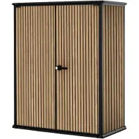 Dmora Langdon - Außen-Schrank, 140x74x170h cm Eichebraun, 2 Regalböden