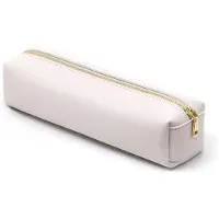 Merkloos Beiges Etui für Stifte aus Kunstleder mit Reißverschluss, 22 x 6,5 x 6,5 cm