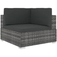 Syfax Sofa-Eckteil mit Kissen Poly Rattan Grau