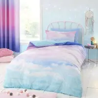 Benza Ibenzoa Pastell-Regenbogenwolken Bettwäsche‑Set (wendbar) für Einzelbett 135×200 cm, Kissenbezug 50×75 cm, Polyester‑Baumwollgewebe, Knopfverschluss