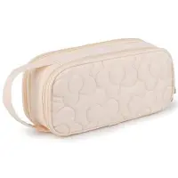 Benza Ibenzoa Federmäppchen mit gestepptem Blumen-Design, große Kapazität 23 x 10 x 7,6 cm, Platz für 80–100 Stifte, 2 Reißverschlussfächer – Schule & Büro