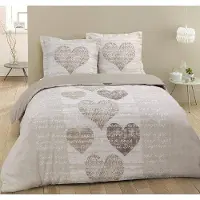 Benza Ibenzoa Bettwäsche-Set 240 x 220 cm – 100% Baumwolle, Beige | 1 Bettbezug + 2 Kissenbezüge 65x65 cm, Druckknopfverschluss,