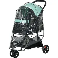 BellaFurn Zusammenklappbarer Hundekinderwagen mit Regenschutz | Farbe: Grün, Schwarz | Abmessungen: 51,5 x 80,5 x 100 cm