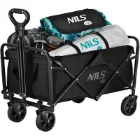 Northix Faltbarer Reisetrolley, schwarz, 70 l Fassungsvermögen, 600D-Gewebe