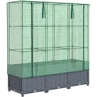 vidaXL Hochbeet mit Gewächshaus-Aufsatz Rattan-Optik 120x40x138 cm