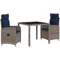 Syfax Outdoortisch-Set 3 stk. Grey and Navy Blue 90 x 90 x 75 cm