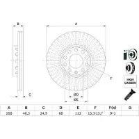 Bosch Bremsscheibe 0986478546 innenbelüftet 288mm 25mm für VW