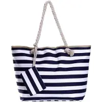 Benza Ibenzoa Geräumige Strand- & Badetasche 58×38×18 cm – 3 Fächer, Reißverschluss, Innenfach 15×11×1 cm, 50% Baumwolle/50% Polyester, maritime Taugriffe