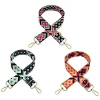 Benza Ibenzoa Verstellbare, bunte Schulterriemen – 3er-Set, 80–130 cm, 3,8 cm breit, Polyester mit Metallkarabinern, für Handtasche & Crossbody