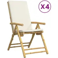 vidaXL Gartenstühle 4 Stk. Verstellbar Klappbar mit Kissen Bambus